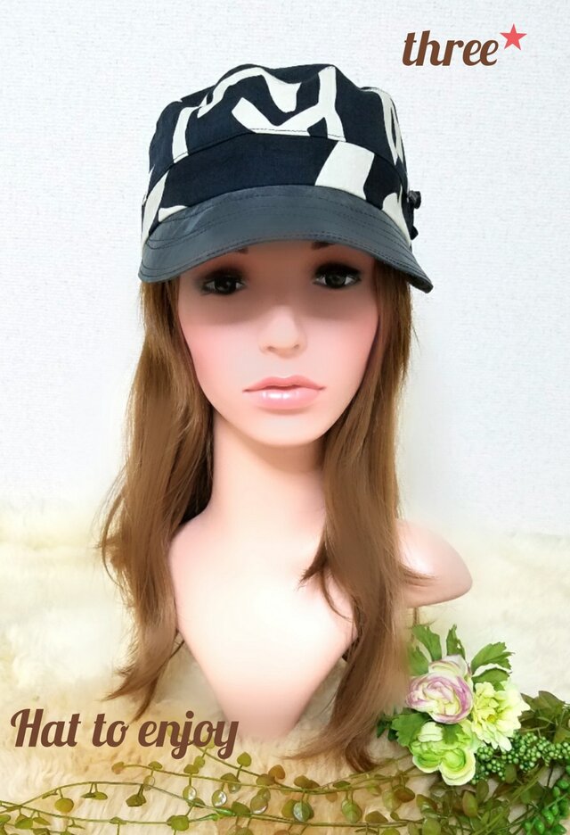 ブラックコットンと本革ワークキャップの画像1枚目