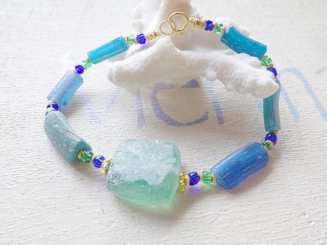 ⭐︎再販⭐︎ Roman Glass Deep Sea Bracelet *14kgf* ローマングラスの画像1枚目