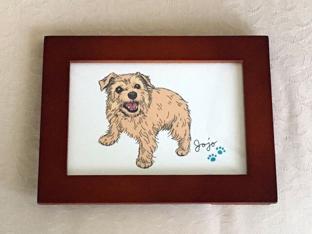 <オーダーメイド>愛犬肖像イラスト(額装)の画像1枚目