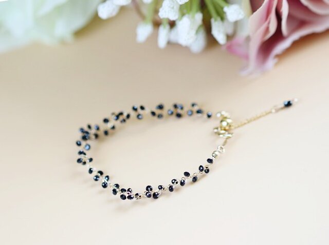 オリジナル ブラックスピネル 蔓のブレスレット 目標達成 才能開花 重ね付けにも!の画像1枚目