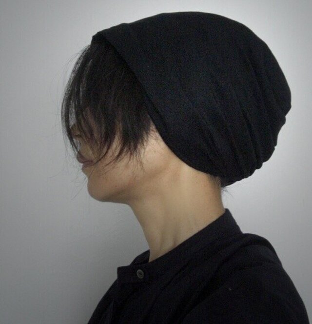 ターバンな帽子　黒リバーシブル　送料無料