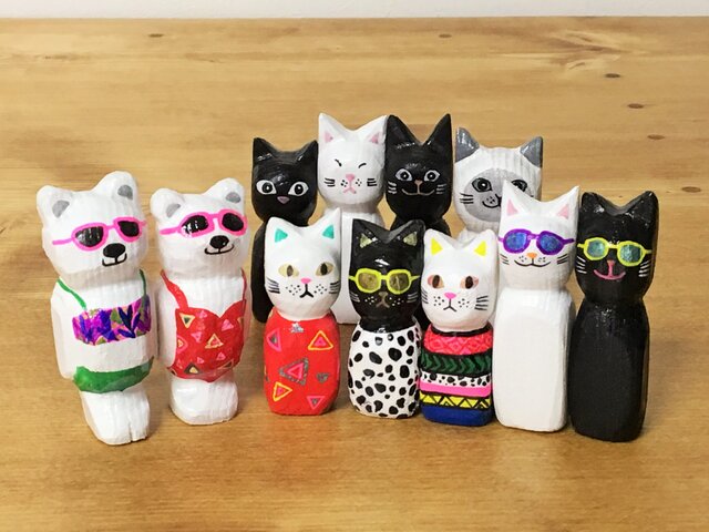 ねこ 彫金机 （パイン材製） ※ハンドメイド ねこ 彫金机