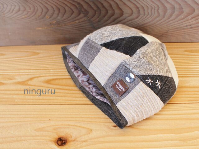 モノクロのパッチワーク ベレー帽 | iichi 日々の暮らしを心地よくする