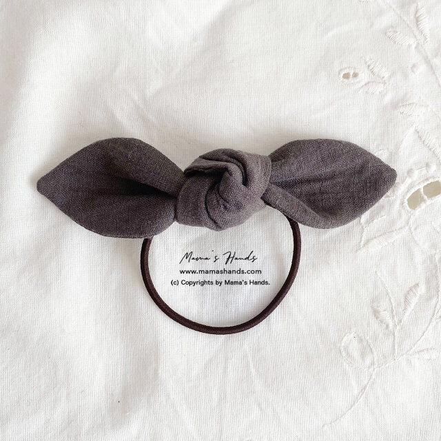 ⭐️10点売れました⭐️ おしゃれな 東炊き 草木染 ナチュラル リネン モカ グレー カーキ リボン ヘアゴム