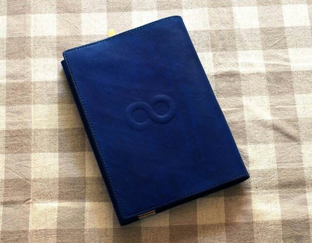 文庫本専用レザーブックカバー(ネービーブルー)の画像1枚目