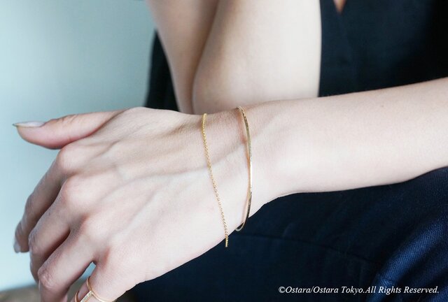 【14KGF】Hammered Open Chain Bangleの画像1枚目