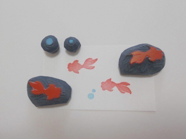 消しゴムはんこ 金魚セット | iichi 日々の暮らしを心地よくする