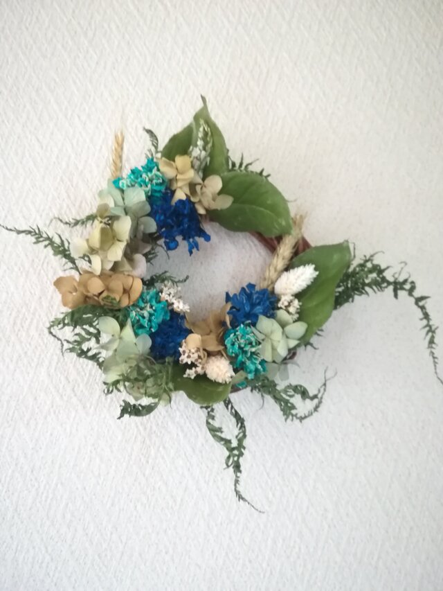 [送料無料]ドライフラワーリース◆あじさいとカーネーションと、