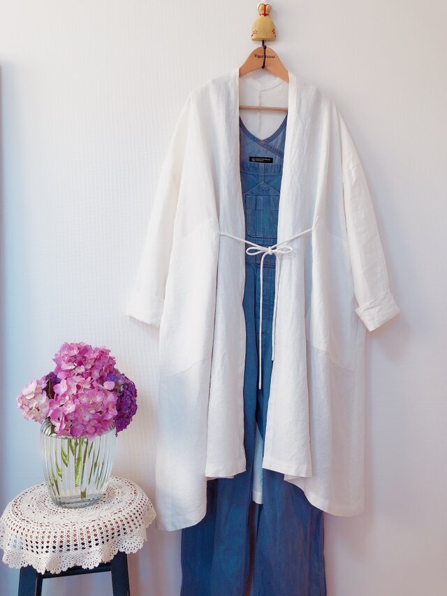 厚手★ 国産リネン  変型カーディガン★最終出品