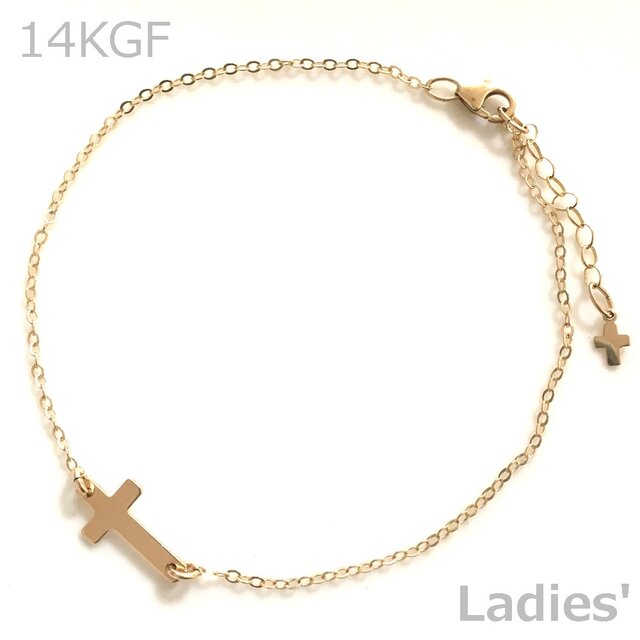 送料無料 14kgf goldfilled cross anklet cross レディース クロス アンクレットの画像1枚目