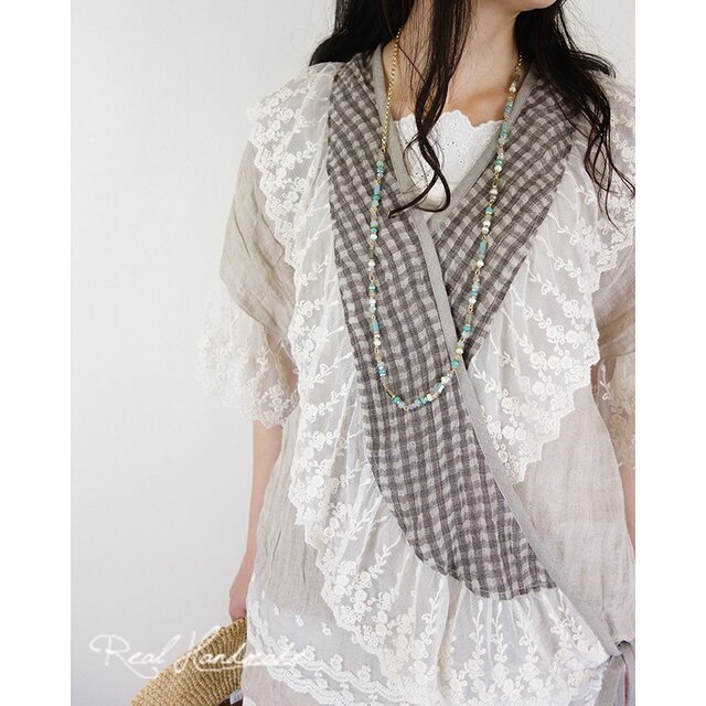 [予約販売]リネンガーゼチュールレースカシュクール羽織りブラウス