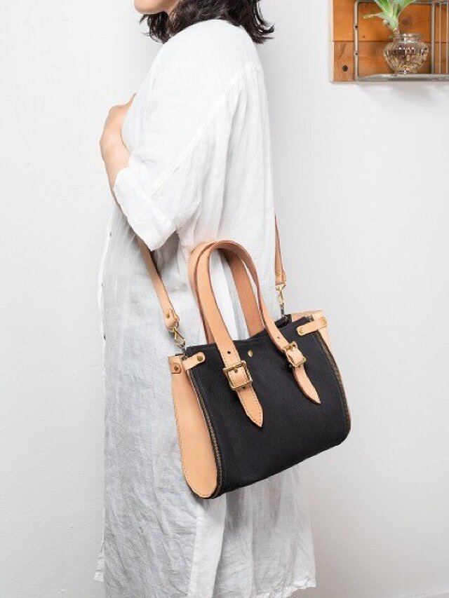 Lamtana-ランタナ- レザー&帆布 着せ替えミニショルダー トートバッグの画像1枚目