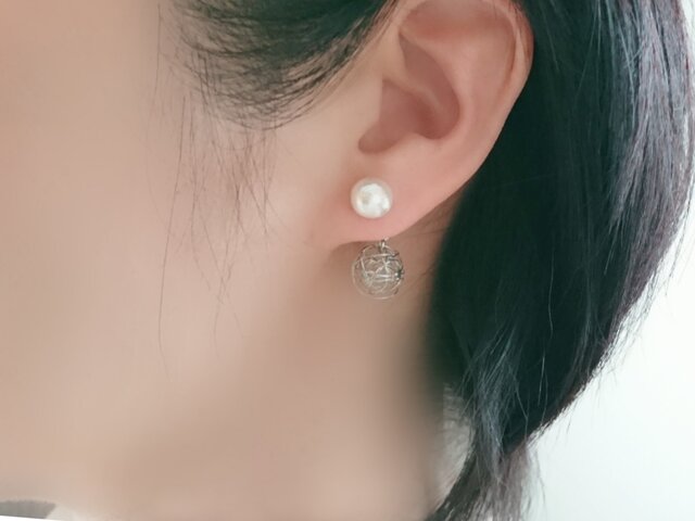 ぐるぐるワイヤーピアス/イヤリング (シルバーカラー)の画像1枚目