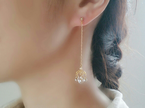 3Dシャンデリアピアス/イヤリングの画像1枚目