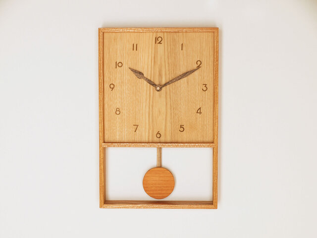 木製 箱型 振り子時計 ケヤキ材17の画像1枚目