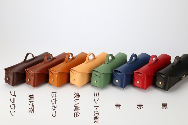 本革　パッチワークのペンケース(焦茶×ネイビー)/(焦茶×レッド)(焦茶×濃緑) Amazon.co.jp: 96cocoon 本革ペンケース レザー クレイジー