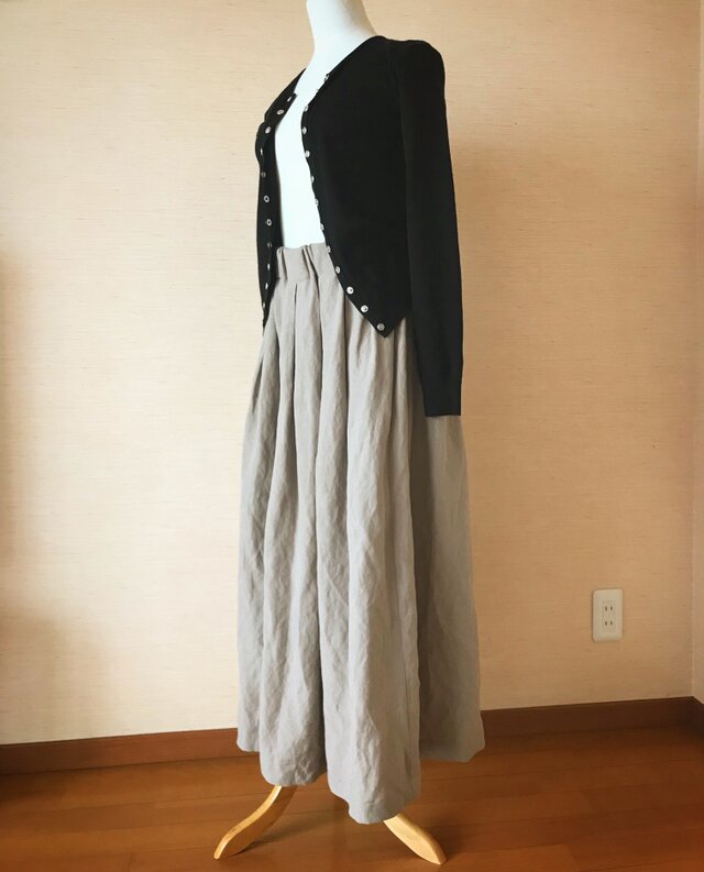 リネンレーヨンのスカート グレージュの画像1枚目