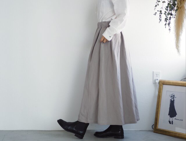 リネンレーヨンのスカート グレージュ No.59の画像1枚目
