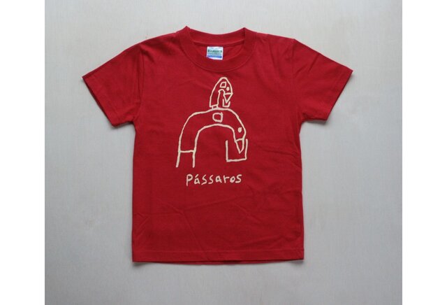 passaros キッズTシャツ120 赤の画像1枚目