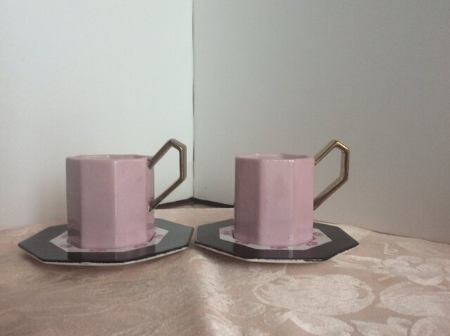 八角形のデミコーヒーカップ&ソーサーの画像1枚目