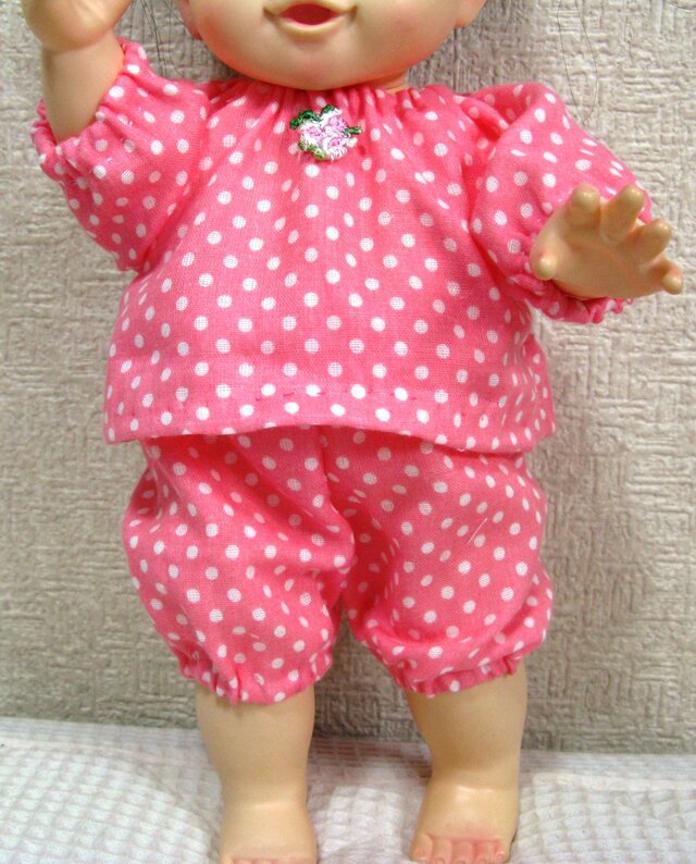 ぽぽちゃん、ちぃぽぽちゃん☆スモックパジャマ(ピンクドット)の画像1枚目