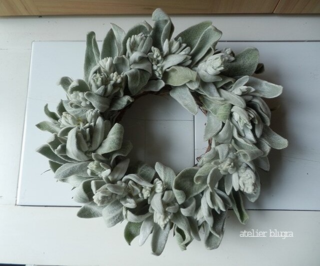八ヶ岳〜採れたてラムズイヤーのWreath2の画像1枚目