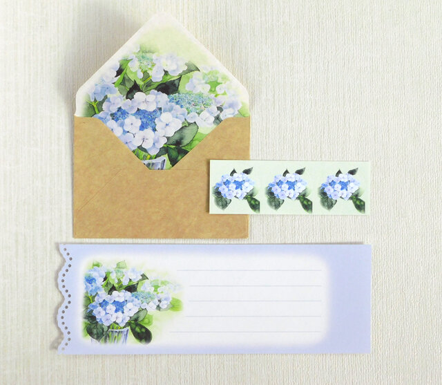 額紫陽花のクラフトミニ封筒&メッセージカードの画像1枚目