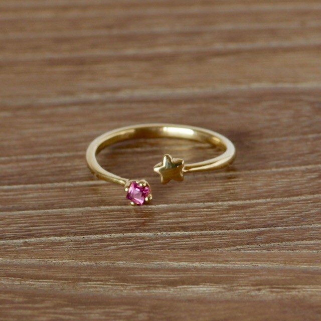 【受注生産】天然ルビーゴールドリング0.13ct☆12〜13号の画像1枚目