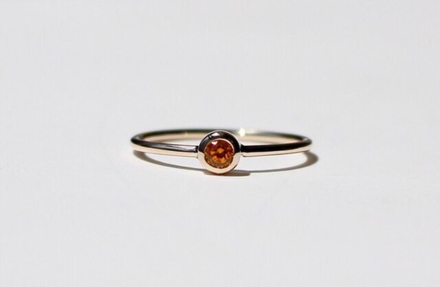 Spessartine garnet 3mm ring / K10YGの画像1枚目
