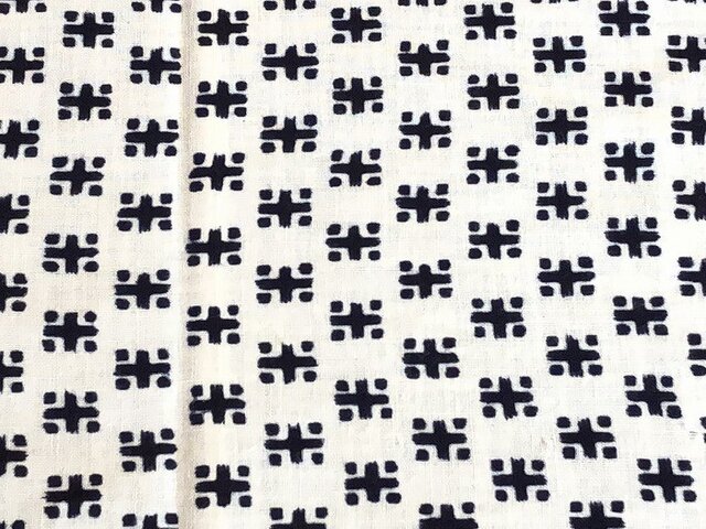 y0012 米紋様浴衣木綿ハギレ100cm☆古布・古裂/布草履/ミニ着物/吊るし飾り/押絵材料/ハンドメイドの画像1枚目