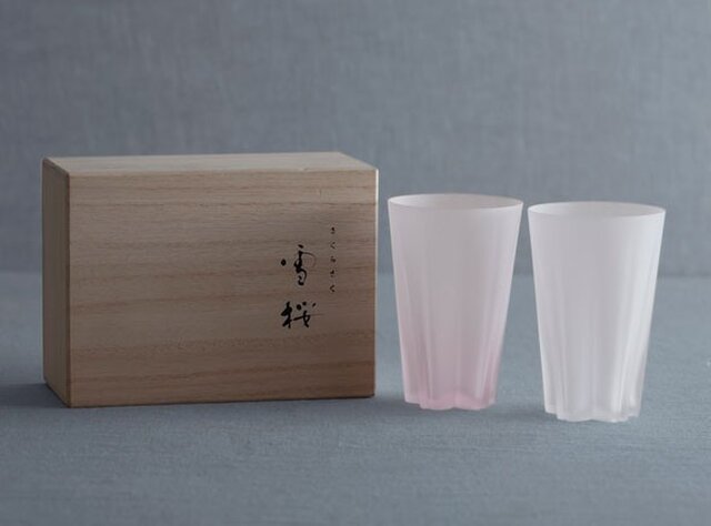 底に描かれたサクラサク桜模様-サクラサクタンブラーグラス | iichi ハンドメイド・クラフト作品・手仕事品の通販