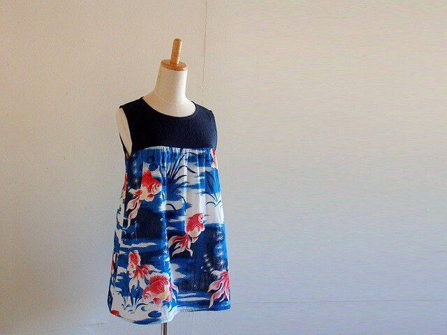【SALE】ガーゼ&リネン 金魚のチュニック Mの画像1枚目