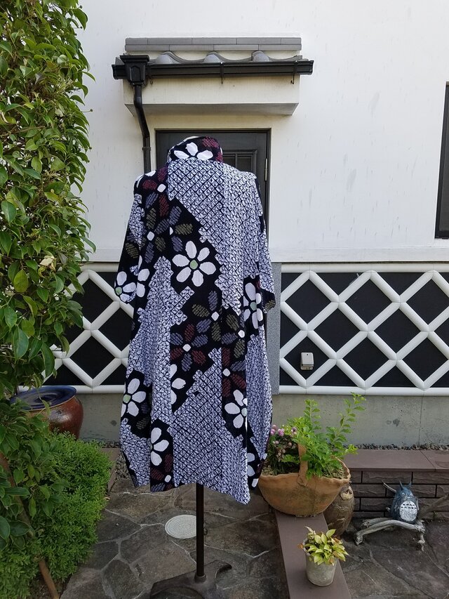 着物リメイク 手作り かわいい柄 有松絞り 浴衣 ワンピース