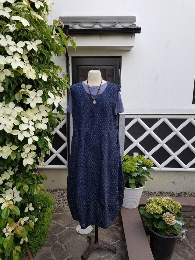 着物リメイク　手作り　近江上布　ジャンパースカート