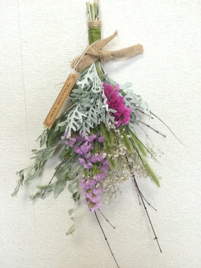 [送料無料]ドライフラワースワッグ◆スターチスと、