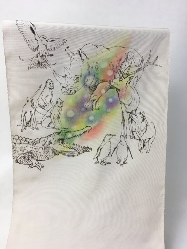 手描き友禅☆名古屋帯「生命礼讃」の画像1枚目