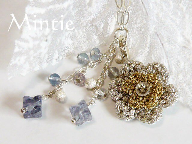 【SALE】SV&天然石 ムーンライトフラワーネックレス(ブルー系)の画像1枚目
