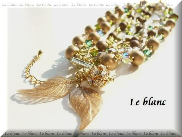 ワイドブレスレット(green&gold beige)の画像1枚目