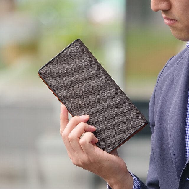 壺渋×イタリアンレザー】柿渋染「長財布 小銭入れ付き」 KSV-010_k