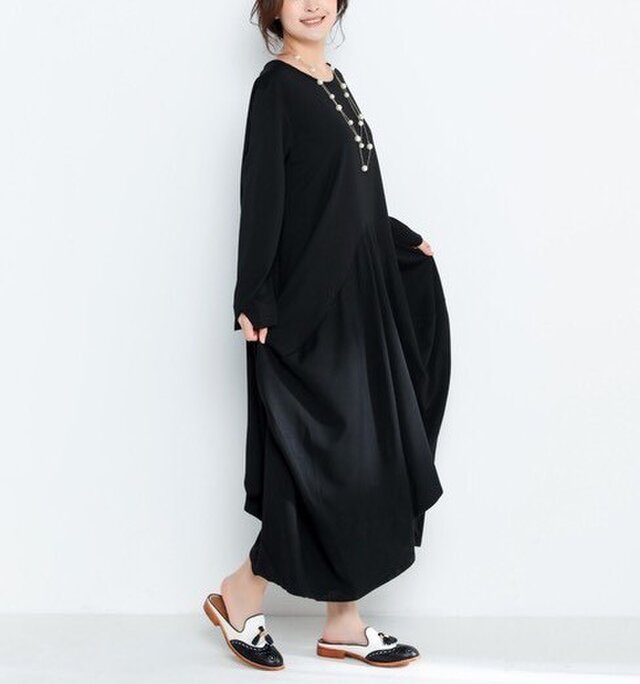 コットンニットゆったりロングワンピース ドレス 新作18夏 Iichi ハンドメイド クラフト作品 手仕事品の通販