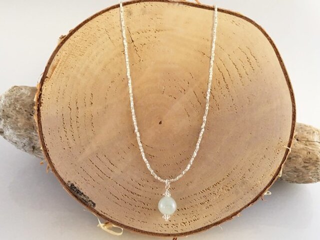 月夜の光◇ミャンマー産天然翡翠◇Silver Necklaceの画像1枚目