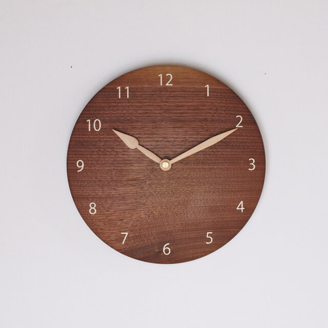 木製 掛け時計 丸 ブラックウォールナット材26