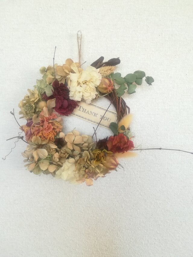 [送料無料]ドライフラワーリース◆アンティークな、