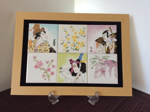 歌舞伎と花の額 | iichi 日々の暮らしを心地よくするハンドメイドや