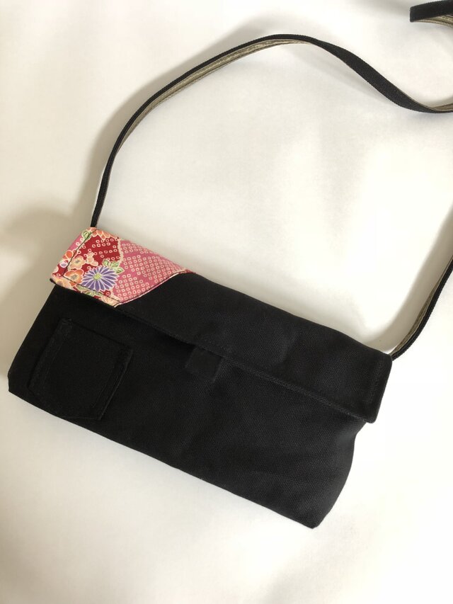 ウォレットバッグ/黒/和柄の画像1枚目