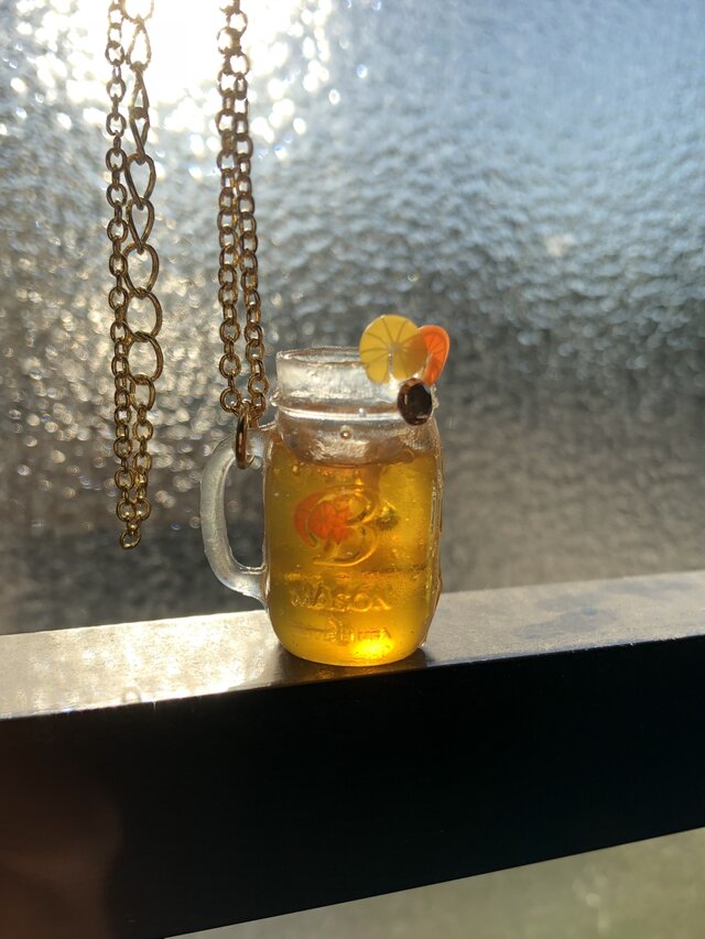 ※受注製作 ミニチュアドリンクジャー（Ｌ）オレンジティーのネックレス