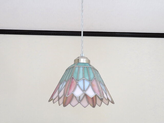 ステンドグラス ペンダントライト ピンク系 草花 サクラ模様 特大サイズ53cm ステンドグラス ペンダントライト ピンク系 草花 サクラ模様 特大