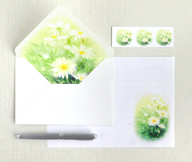 マーガレットの和紙レターセットの画像1枚目