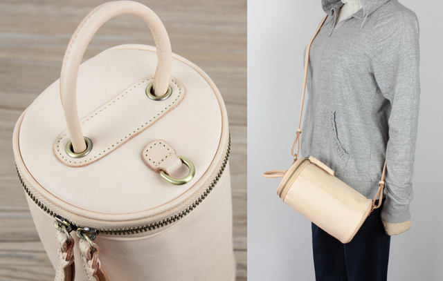 本革 蓋付きバケツ型ハンドバッグ＆ショルダーバッグ | iichi