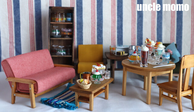 アンティーク♡ドール用ソファ Antique sofa miniature made from wooden boards [1/12 scale
